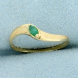 Natural Emerald Solitaire Ring In 10k Yellow Gold