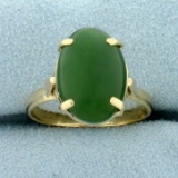 5ct Cabochon Jade Ring In 14k Yellow Gold