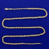 24 Inch French Rope Style Chain Necklace In 14k Yellow Gold