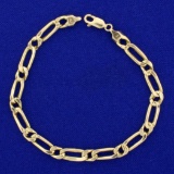 7 Inch Figaro Link Chain Bracelet In 14k Yellow Gold