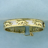 Panther Design Bangle Bracelet In 14k Yellow And White Gold