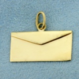 Vintage Envelope Pendant Or Charm In 14k Yellow Gold
