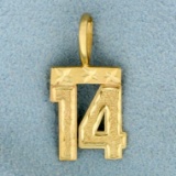 Diamond Cut Number 14 Pendant In 14k Yellow Gold