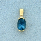 1ct Swiss Blue Topaz And Diamond Pendant In 14k Yellow Gold