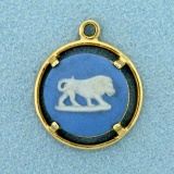 Vintage Wedgwood Lion Pendant In 14k Yellow Gold