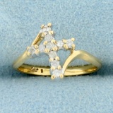 Child's Diamond Cross Ring In 10k Yellow Gold