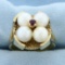 Akoya Pearl And Ruby Target Ring In 14k Yellow Gold