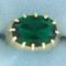 Antique Synthetic Emerald Solitaire Ring In 14k Yellow Gold