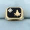 Antique Diamond Masonic Ring In 10 Yellow Gold