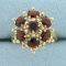 2.5ct Tw Garnet Flower Design Ring In 14k Yellow Gold