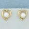 Mikimoto 7mm Akoya Cultured Pearl Heart Earrings In 14k Yellow Gold