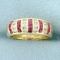 Ruby And Diamond Band Ring In 14k Yellow Gold