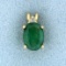 1ct Natural Emerald And Diamond Pendant In 14k Yellow Gold