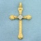 Diamond Cut Diamond Cross Pendant In 14k Yellow And White Gold