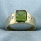 Peridot And Diamond Ring In 10k Yellow Gold