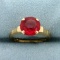 Vintage 2ct Rubellite Solitaire Ring In 10k Yellow Gold