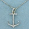 Diamond Anchor Necklace In 14k White Gold