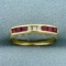 Unique Ruby And Diamond Pinky Ring In 14k Yellow Gold