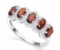 Garnet 5-stone Halo Ring In Sterling Silver