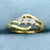 1/4ct Tw Three-stone Diamond Anniversary Ring In 10k Yellow Gold