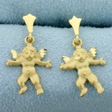 Cherub Dangle Earrings In 14k Yellow Gold