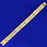 Brush Finished Heavy Cz Bracelet In 14k Yellow Gold