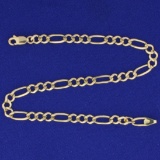 Figaro Link Anklet In 14k Yellow Gold