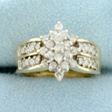 Vintage 1ct Tw Diamond Cluster Ring In 10k Yellow Gold