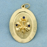 Sapphire Flower Pendant In 14k Yellow Gold