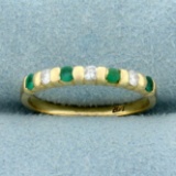 1/3ct Tw Emerald And Diamond Band Ring In 14k Yellow Gold