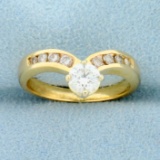 Over 1/2ct Tw V Shaped Diamond Ring In 14k Yellow Gold