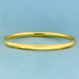 Etched Flower Design Bangle Bracelet In 14k Yellow Gold