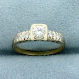 Vintage Diamond Engagement Ring In 14k Yellow And White Gold