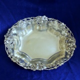 Antique Ferd Fuchs & Bros Floral Design Solid Sterling Silver Serving Platter