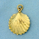 Diamond Cut Sea Shell Pendant In 14k Yellow Gold