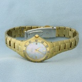 Womens Citizen Eco-drive Watch With Diamonds And Mother Of Pearl Face In Stainless Steel