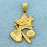 Number One Baseball Star Pendant In 14k Yellow Gold