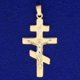 Byzantine Orthodox Crucifix Pendant In 14k Yellow Gold