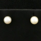 5.8mm Cultured Pearl Earrings In 14k Yellow Gold