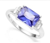 3.6ct Tanzanite & Diamond Ring In Sterling Silver