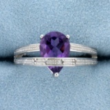 1.7ct Amethyst & Diamond Ring In Sterling Silver