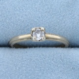 Vintage 1/5ct Solitaire Diamond Engagement Ring In 14k Yellow Gold