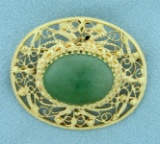 15ct Jade Pendant Or Pin In 14k Yellow Gold