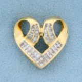 1ct Tw Diamond Heart Pendant In 14k Yellow Gold