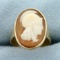 Vintage Female Warrior Cameo Ring In 14k Yellow Gold