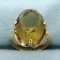 Vintage 9ct Golden Citrine Solitaire Statement Ring In 14k Yellow Gold