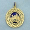 Greek Parthenon Enamel Pendant In 18k Yellow Gold