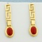 Red Coral Cut Out Design Dangle Earrings In 14k Yellow Gold
