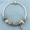 Pandora Bangle Charm Bracelet With Eight Charms In Sterling Silver