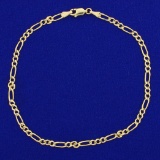 Figaro Link Anklet In 14k Yellow Gold